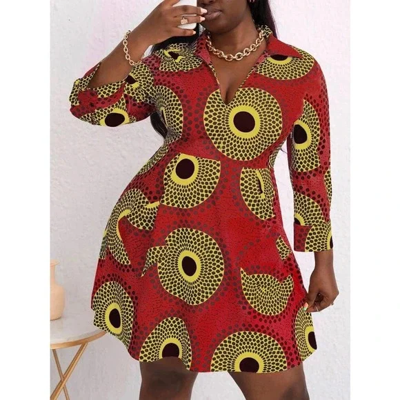 Geo Print Mini Dress- Size 4XL - Picture 1 of 6